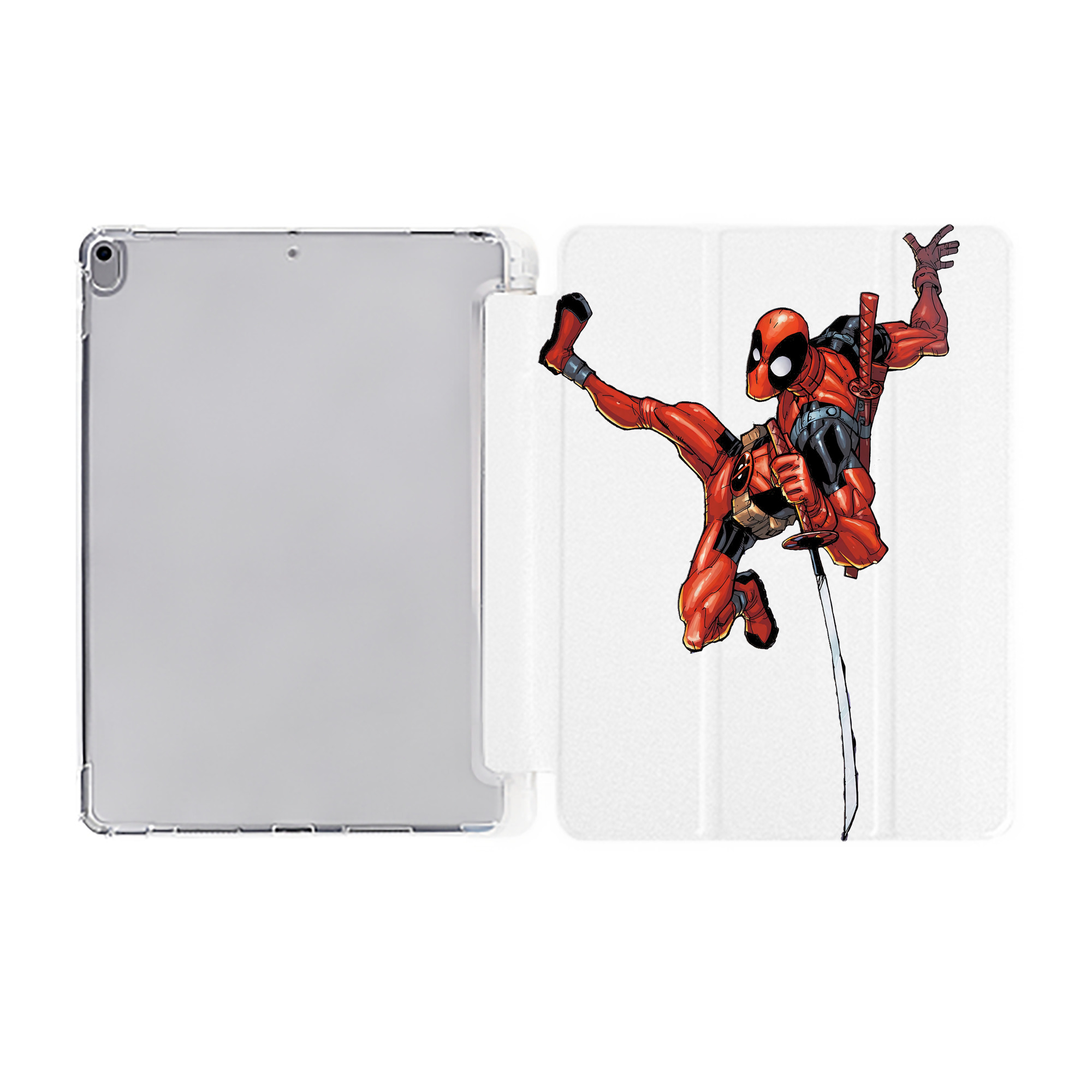（画像用） Deadpool デッドプール IPad ケース ペン収納付き 三つ折りスタンド PUレザー×シリコン 対応機種9.5/10.5/10.9インチ